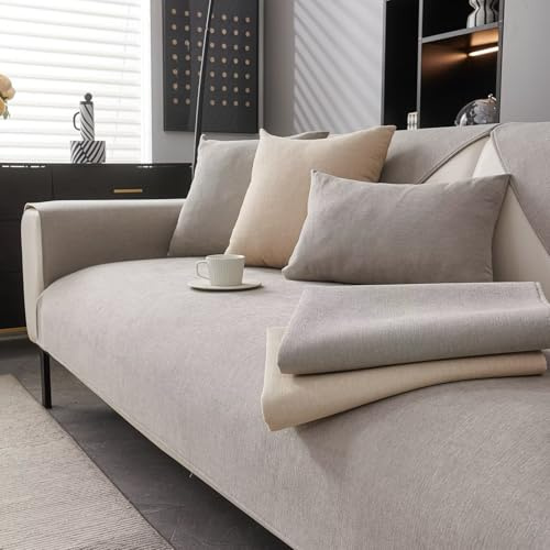 Sofa Überzug Chenille Sofaschoner Rutschfest für Alle Sofagrößen, 90*160cm | Couchbezug Maschinenwaschbar, für Katzen Hund Kratzschutz Haustiere Geeignet, Kuschelig, 1 2 3 4 Sitzer L-Form U-Form Ecksofa
