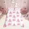 feelingyou Pink Bowknot Kids Duvet Cover Set Double Size,Christmas Trees Pine Bow Tie Bedding Set,Girls Women Room Decor,Merry Christmas Happy New Year Xmas Quilt Cover,2 Pillowcases(No Comforter)