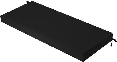 PRIMEPATIO Outdoor Garden Bench Cushion, Patio Garden Furniture 3 Seater Waterproof Long Chair Cushion, Porch Swing with Ties, Window Seat Sofa Replacement Pad, Black