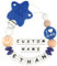 Kowlone Clip Ciuccio con Nome Personalizzata Catenella Portaciuccio Mamma Papà Porta ciuccio per Bambini(Blu Marino)
