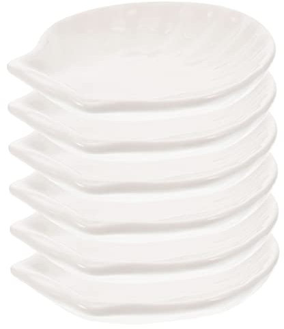 OFFSCH Lot de 6 Assiettes en Céramique Coquille Saint Assiette à Collation Plateau à Fruits Secs Plat Cuisine Occidentale pour Fête et Maison Facile à Nettoyer