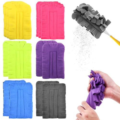 14 Pcs Duster Refill Fleece Refills for Swif-fer, Washable Refills Reusable Duster Refills, Reusable Duster Pads for Ceiling Fan, Hardwoods Window Kitchen Floor