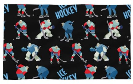 Handtücher, sehr saugfähige, weiche Baumwollhandtücher für Badezimmer, Fitnessstudio, Dusche, Workout, kühles Eishockey-Handtuch, schwarz, 40,6 x 68,6 cm