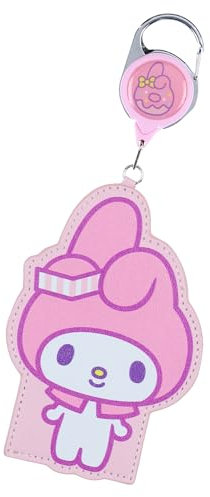 Bioworld Sanrio Hello Kitty and Friends Snack Shop My Melody Retractable Reel Lanyard ID Badge Holder Keychain, Pink, One size