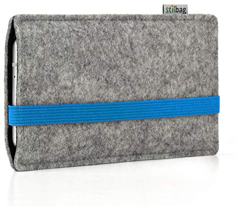 stilbag Handyhülle Leon für Samsung Galaxy S25 | Farbe: hellgrau/blau | Smartphone-Tasche aus Filz | Handy Schutzhülle | Handytasche Made in Germany