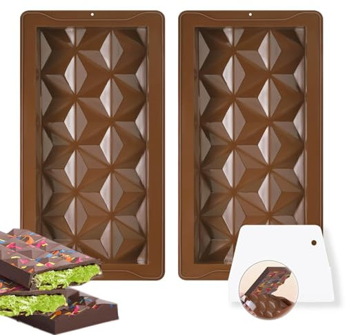 Moule Tablette Chocolat, Lot De 2 Moule À Tablette De Chocolat Profond, Moule Silicone Tablette de Chocolat Profond Antiadhésifs, Moules À Barres De Chocolat De Dubaï, pour La Préparation Chocolat