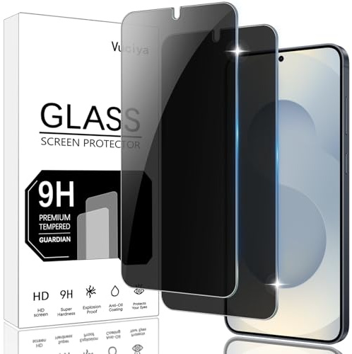 Vuciya Lot de 2 Protection Écran Anti-Espion pour Samsung Galaxy S25 / Galaxy S24 Verre Trempé 9H Dureté Vitre Film Résistant aux Rayures Anti-Shatter Anti-Fingerprin Bubble Proof