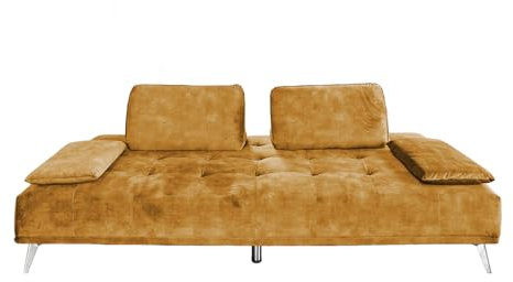 KAWOLA Schlafsofa Samt Cognac WIOLO Sofa | Couch mit Schlaffunktion 240x110 cm | Modernes Daybed Design | Schlafcouch Wohnzimmer