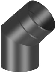 Ofenrohr/Rauchrohr Winkel/Bogen 45 Grad ohne Tür, Durchmesser 150 mm schwarz
