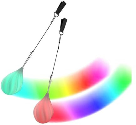 SYWLKJ 2 Stück Jonglierbälle Leuchtend, LED Poi Bälle, mit Regenbogen Farben und Strobe-Effekt, mit verstellbaren Doppelschlaufen-Leinen, Verbesserte LED Poi für Anfänger Profis