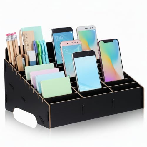 SOIMISS 30 Gitter Handy-Aufbewahrungsbox Holz, Handygarage Schule | Desktop-Aufbewahrungsbox, Handy Hotel, für Klassen Zimmer Büro-Tagungsraum Telefon-Display