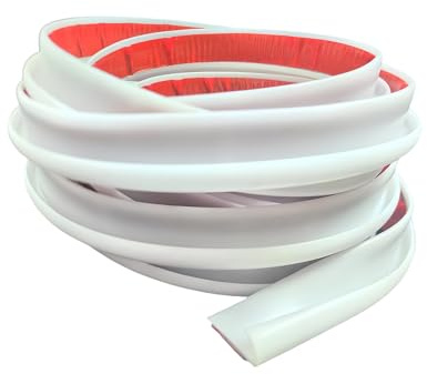 Self-Adhesive J-Shape RV Rain Gutter -196/5M Durable TPE Roof Rain Diversion Strip for Motorhome, Truck, Van, Boat, Car, and Door (White)