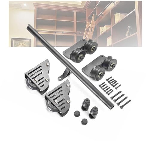 Échelle coulissante de bibliothèque – Accessoires de porte de grange lisses et silencieux pour greniers, étagères et entrepôts (échelle non incluse, 100 cm) – Parfait pour la maison et le bureau