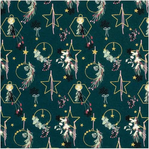 Baumwoll-Stoff Adventsstimmung ab 1x1,45m Foliendruck Popeline Dekostoff Oeko-Tex 100, Motiv:Weihnachten 3