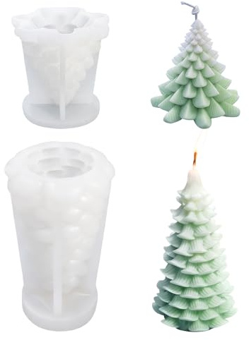 HAIJIYUNTU 2 Stück Silikonform Tannenbaum, Silikonform Kerzen Weihnachten, Kerzen Silikonformen Weihnachten, Diy Silikon Kerzen Gießform Zur Herstellung Von Kerzen, Aromatherapie, Seife