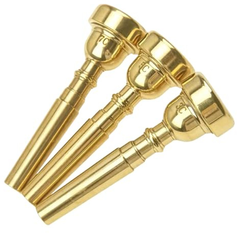 MotiveTech 3er Set Trompetenmundstücke für Anfänger Und Professionelle Musiker: 3C, 5C Und 7C, Gold