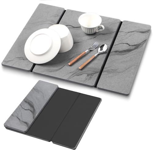 NAYAHOSE 2026 New Stone Drying Mat for Kitchen Counter Super Absorbent, 15.7x19.7in Quick Dry Stone Drying Mat, Kitchen Draining Sink Mats Diatom Drying Mats for Bathroom, Stone Tray