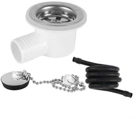 HpLive Bonde d'écoulement d'évier avec tuyau de 2 m et adaptateur d'angle à 90°, sans fuite, compatible avec les éviers de camping-car et de yacht