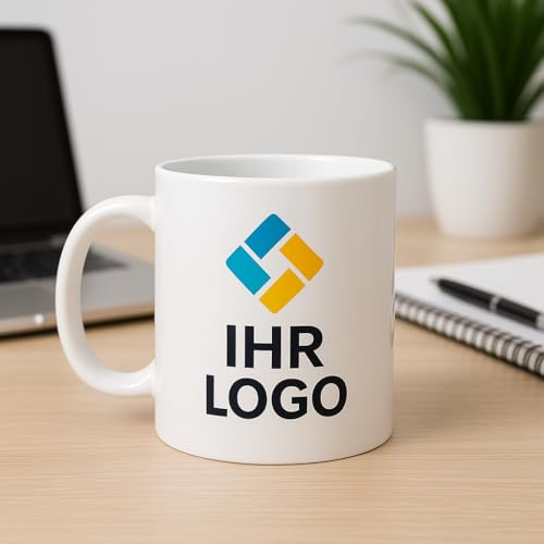 HD PRINT4YOU 12 stück Personalisierbare Logo-Tasse für Firmen, Events & Werbeartikel – Hochwertige Kaffeetasse zum Bedrucken (Weiss)