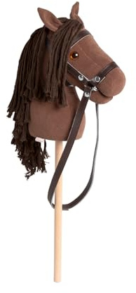 PINOLINO Steckenpferd Lucky braun, Plüsch Pferd auf Holzstab, Stockpferd für Kinder ab 3 Jahren, Spielzeug für drinnen und draußen, Hobby Horsing Spielpferd mit Zaumzeug