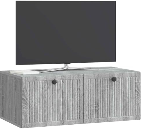 vidaXL Wandmontierter TV-Schrank Graues Sonoma 78,5 x 41 x 30 cm, Moderner Wohnraum, rechteckiger TV-Schrank, viel Stauraum, Wandmontage, kompakter Organizer fürs Zuhause