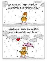 Blinies Sheepworld, Postkarte, An manchen Tagen ist Schon das Wetter eine Katastrophe doch dann denke ich an Dich und Schon geht es Mir Besser!