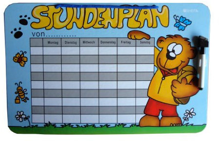 Whiteboard Stundenplan abwischbar mit Folienstift