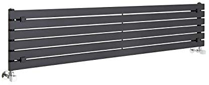 Milano Capri Black Horizontal Single Flat Panel Radiator - 354mm x 1600mm