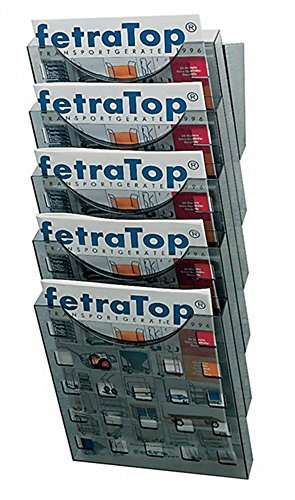 Helit H6103108 - Wandprospekthalter the grid wall 5 x DIN A4, grau transparent