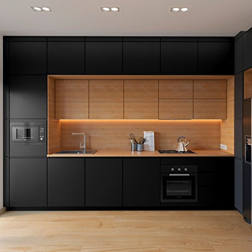 KINLO 0.6x5m (3㎡) Klebefolien PVC - Folie für Möbel Küchenschränke Wand Reparatur Glitzer Folie Dekofolie Möbelfolie Tapeten DIY Selbstklebend Dekofolie - Schwarz