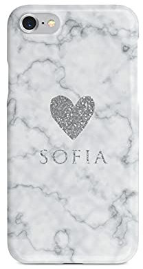 Tirita Personalised Compatible with iPhone 6 Plus & 6s Plus Marble PRINTED GLITTER, NO REAL GLITTER Hearts Rose Gold Cute Phone Case Hard Cover Custom Initials Name Text Trendy Fashion Gift Present