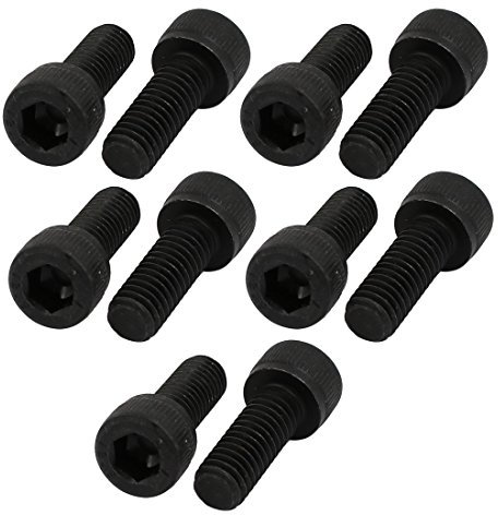 sourcing map 10pcs M6x16mm Vis Filetage à Gauche Six Pans Creux Boulon Noir 12,9 Classe
