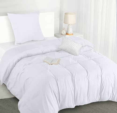 Utopia Bedding Bettwäsche 135x200 Set - Mikrofaser Bettbezug 135x200 cm + 1 Kissenbezug 80x80 cm - Weiß