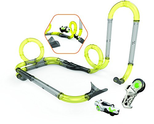 Silverlit EXOST Loop RC 20233 Gravity Challenge Set by, 1 Auto inkl. Lichteffekten, 31 Bauteile, Rennbahn, individualisierbares Klicksystem, Autorennstrecke mit Loopings, gelb, ab 5 Jahren