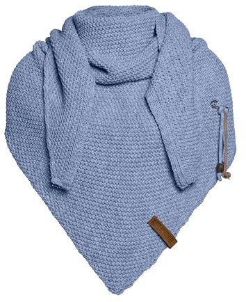 KNIT FACTORY - Dreiecksschal Coco - Damen Strickschal mit Wolle - Umschlagtuch für den Herbst und Winter - Winterschal - Dreieckstuch - Hochwertige Qualität - XXL Schal - 190 x 85 cm - Indigo