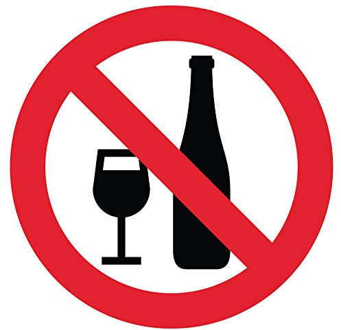 Adesivo vietato di bere diametro 20 x 20 cm