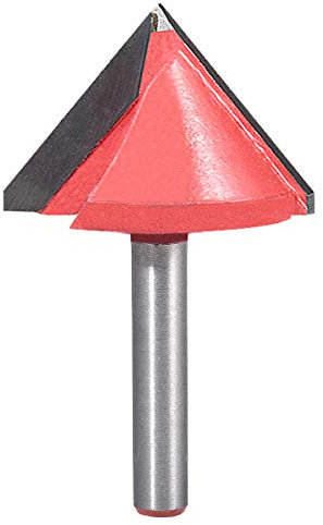 KATUR Broca de 6 mm con vástago y punta de carburo con ranura en V, para grabado CNC, herramienta para trabajar la madera con fresa de extremo (vástago de 6 mm, 32 mm de ancho, 60 grados)
