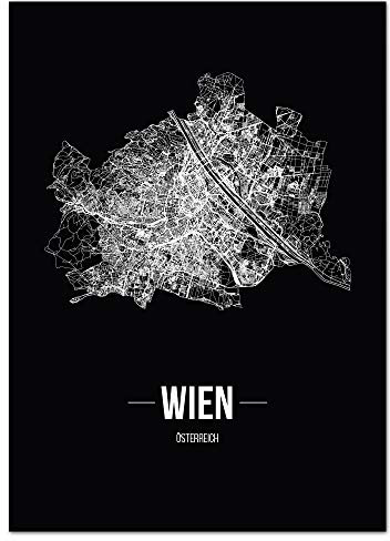 JUNIWORDS Stadtposter, Wien, Wähle eine Größe, 40 x 60 cm, Poster, Schrift B, Schwarz