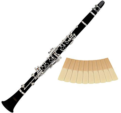 Classic Cantabile CLK-10 Bb Klarinette 2.5 Reed Set - Bb-Stimmung - Böhm-Griffweise - Spar-Set inkl. 10 Stück Klarinetten-Blätter, Stärke 2.5