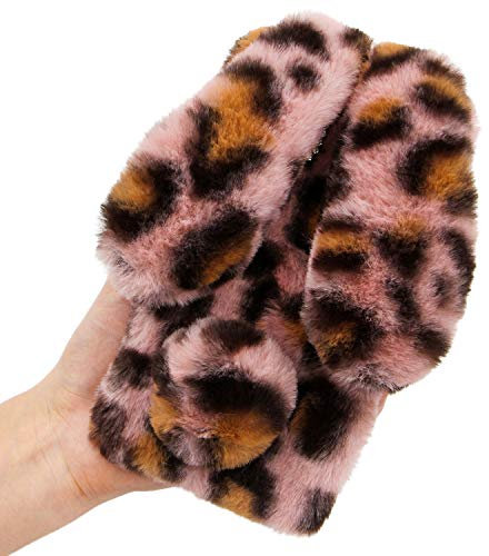 LCHDA für Plüsch Hülle iPhone 11 6.1 Flauschige Hasen Fell Hülle Handyhülle Süße Weich Kaninchen Pelz Niedlich Hasenohren Handytasche Schützend Stoßfest Silikonhülle-Leopard Rosa