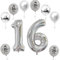 XL Folienballon 16 Geburtstag, Folienballon Zahl 16, Folienballon Zahl 16 Silber, Luftballons Zahl 16, Nummer 16 Luftballon Silber, Folienballon 32 Geburtstagsdeko Ballon Zahl 16