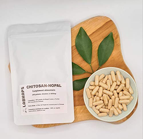 Chitosan Nopal – Complément alimentaire naturel – 200 gélules végétales 400 mg – Métabolisme des graisses & contrôle de l’appétit – Sans additifs, sans gluten, sans OGM