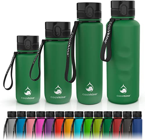 coolrhino Trinkflasche 1500ml für Sport, Outdoor, Schule, Fitness & Kinder - Wasserflasche auslaufsicher und Bpa frei - Flasche für Kohlensäure geeignet (Rhino Forest Green, 1500ml)