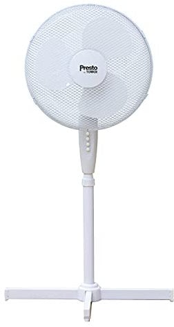 Presto by Tower PT633000 16 Inch Pedestal Fan with 3 Speeds, Adjustable Height, Oscillation, 40W, White