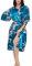 Kimono en satin imprimé rose pour femme - Paon - Robe de chambre de demoiselle d'honneur - Vêtements de nuit, Paon floral bleu paon, 3XL Plus