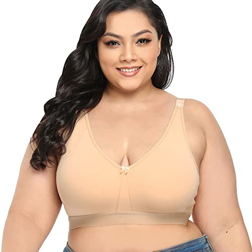 Ayigedu UK Women's Plus Size Bra Full Coverage Non-Wired Non-Padded Minimizer Cotton Bra 38DD