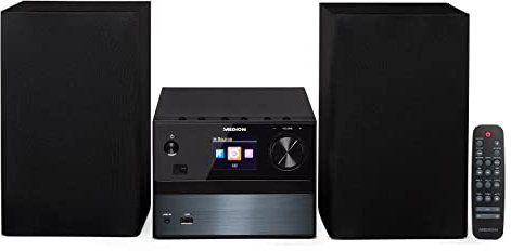 MEDION P64014 Micro Audio System - Sistema Compacto de Sonido (Dab+, Reproductor de CD, Radio FM PLL, Bluetooth, conexión USB, AUX) Titanio
