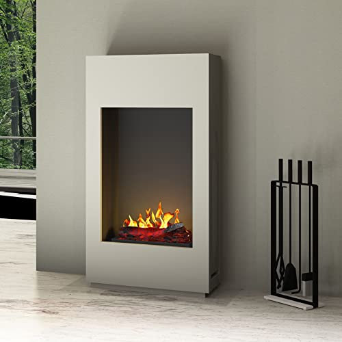 Noble Flame LAOS - Opti-Myst Elektrokamin Kaminofen Kamin - Standmontage - ohne Heizung - mit Dekoholz - achatgrau