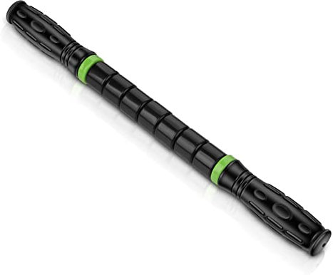 Premium Muscle Roller The Ultimate Massage Roller Stick 17 Inches Recommended by Physical Therapists Promotes Recovery Fast Relief for Cramps Soreness Tight Muscles-Black…