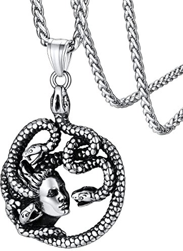 FaithHeart Edelstahl Medusa Kette für Damen Herren